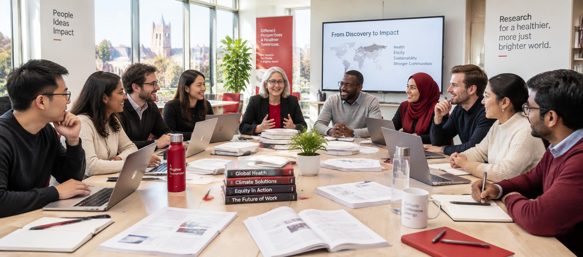 The Academic Publication Partners team of researchers working on laptops around a table
